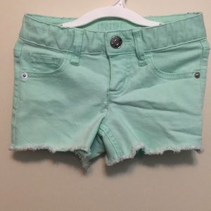 Justice Girls Jean shorts light teal